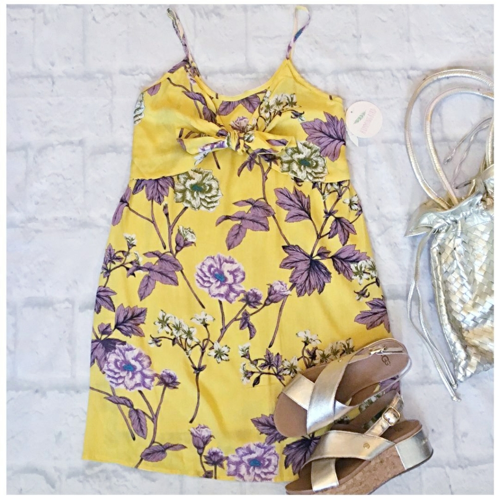 🎀HP🎀HUMMINGBIRD Flirty Yellow Floral Short Dress - Picture 8 of 8